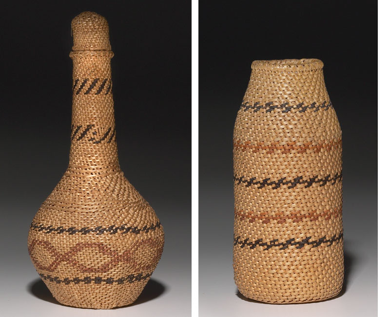 Appraisal: Washo Paiute bottle basketry covered with a polychrome design dia