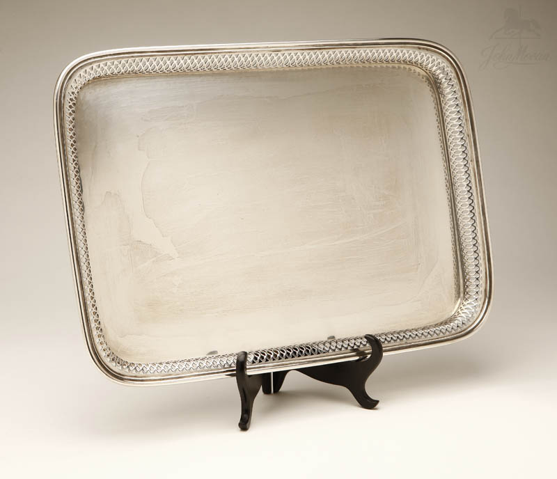 Appraisal: A Buccellati sterling galleried rectangular tray A Buccellati sterling galleried