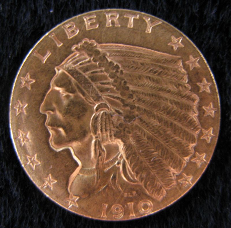 Appraisal: Indian Gold Quarter Eagle AU with area of tiny scratches