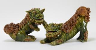 Appraisal: PR Chinese Porcelain Sancai Glaze Foo Lion Statues CHINA TH