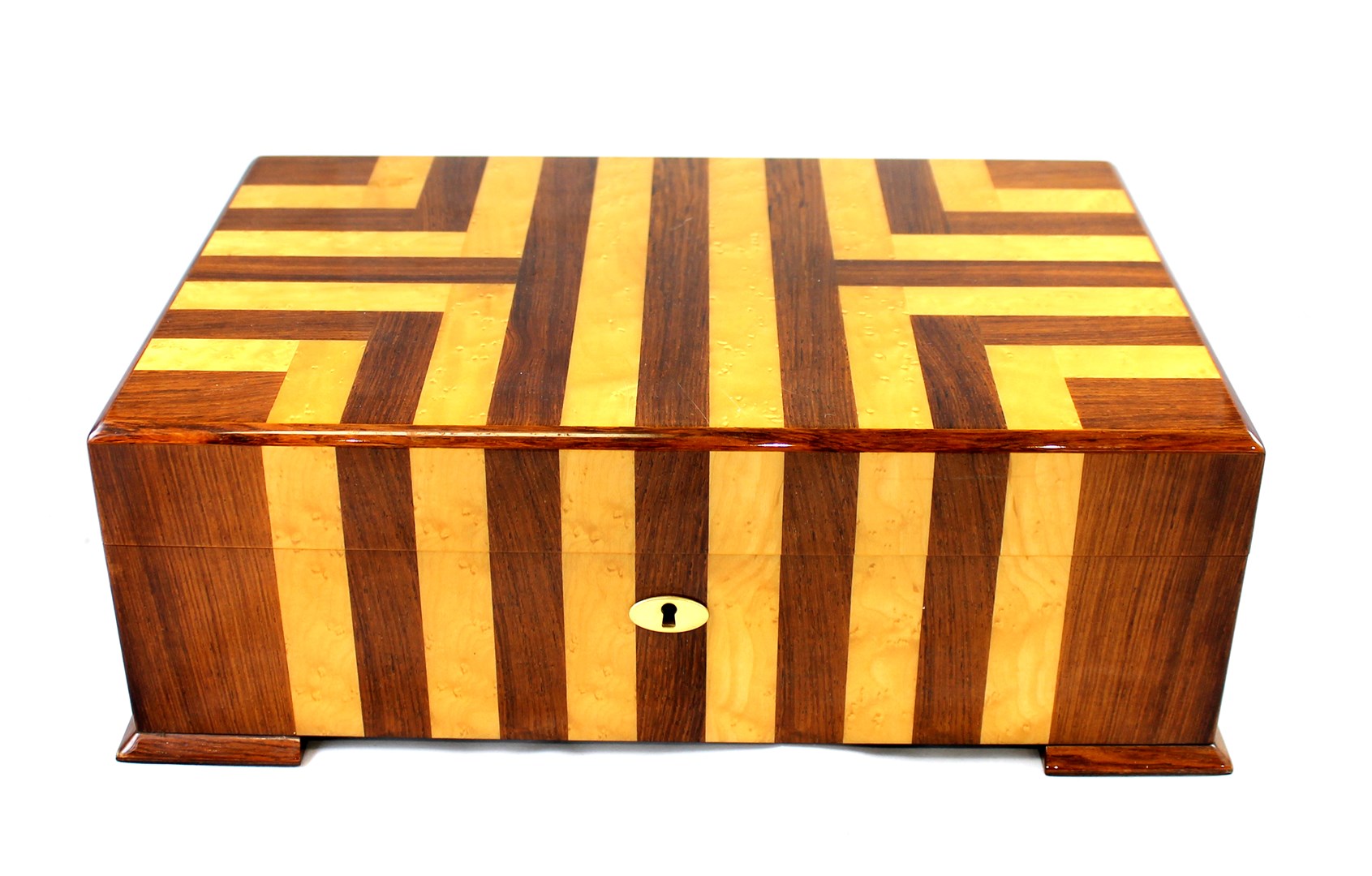 Appraisal: A Dunhill hardwood and satin birch parquetry humidor circa cm