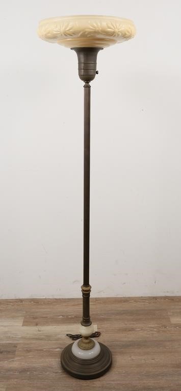 Appraisal: Art Deco style torchiere standing floor lamp metal glass and