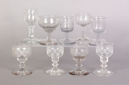 Appraisal: Nine Anglo-Irish colorless glass drams early mid th c tallest