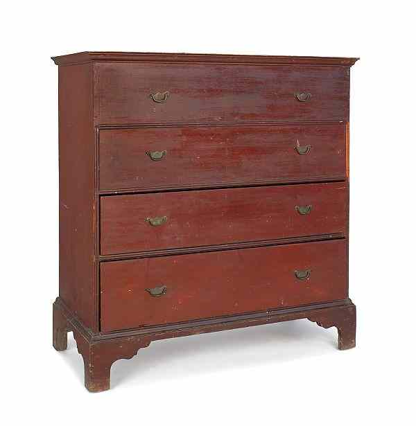 Appraisal: New England painted pine mule chest ca retaining an old