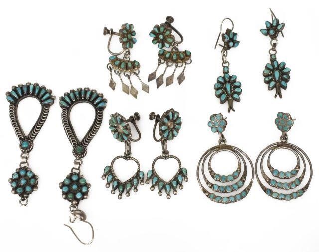 Appraisal: lot Native American earrings each set with small turquoise cabochons