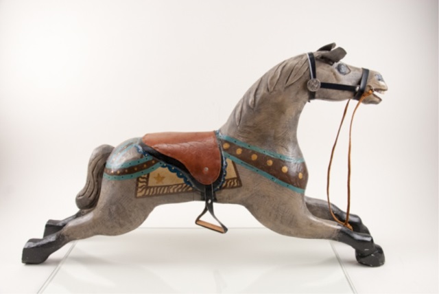 Appraisal: Carved and Painted Wooden Hobby Horse Leather sadle and ears