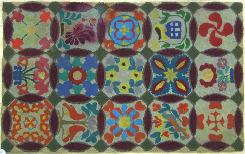 Appraisal: Hooked rug with floral decoration