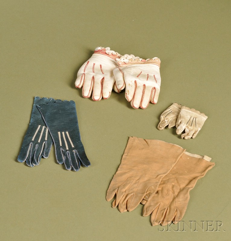 Appraisal: Four Pairs of Doll Gloves late th century white kid