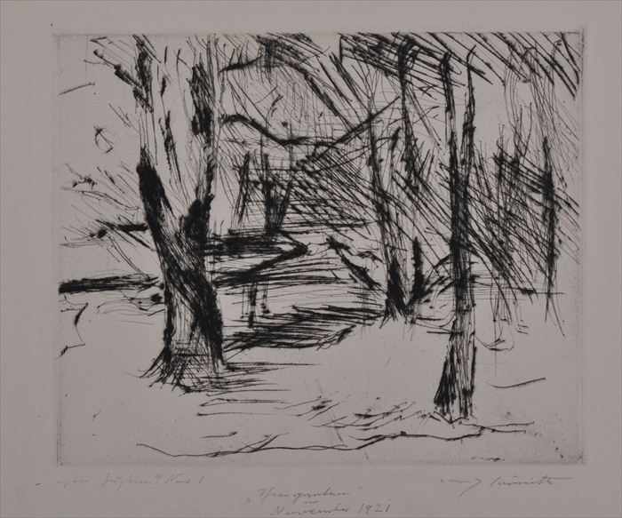 Appraisal: LOVIS CORINTH - TWO FOREST SCENES Drypoint etchings of same