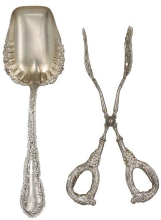 Appraisal: WHITING DAMASCUS STERLING SPOON SERVING TONGS lot of Sterling silver