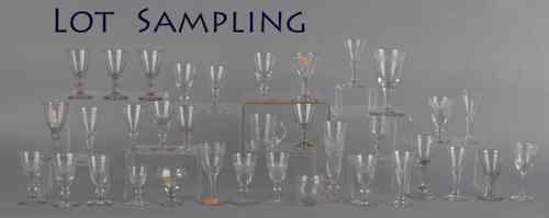 Appraisal: Large collection of early colorless glass cordials and stemware