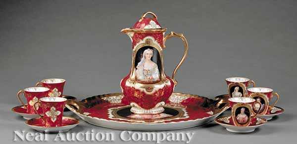 Appraisal: A Royal Vienna-Style Gilt-Encrusted Porcelain Coffee Service early th c