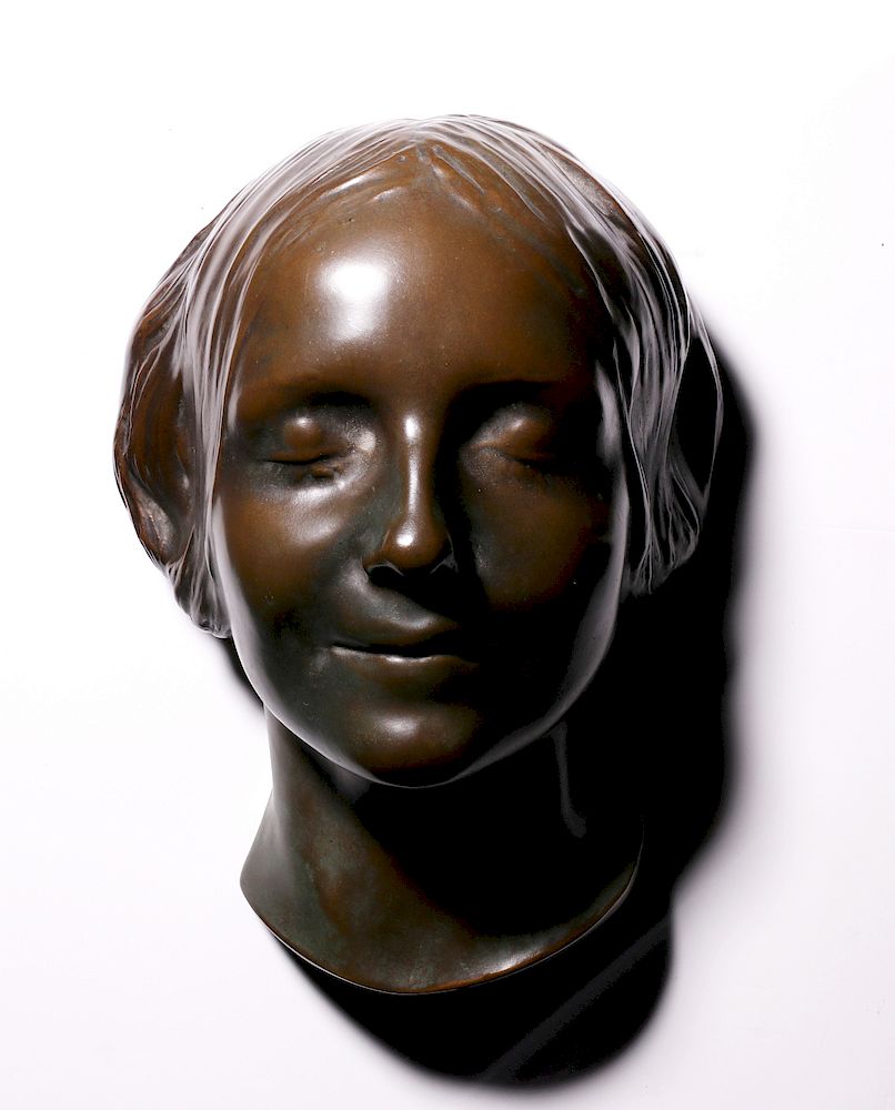 Appraisal: BRONZE DEATH MASK L'INCONNUE DE LA SEINE BY GRIFFOUL L'Inconnue