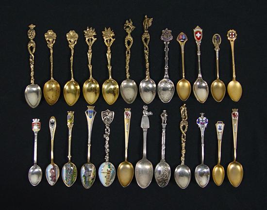 Appraisal: Souvenir Spoons In silver vermeil and enamel Includes German scenes