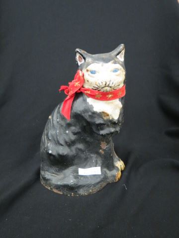 Appraisal: Cast Iron Figural Cat Doorstop black and white