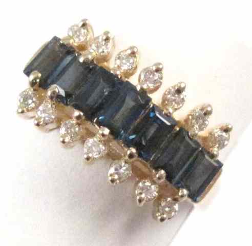 Appraisal: SAPPHIRE AND DIAMOND RING k yellow gold set with seven