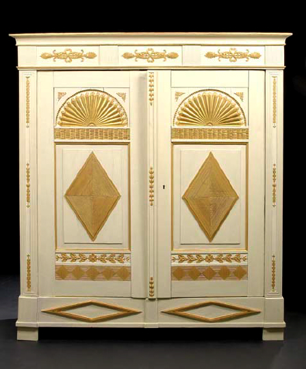 Appraisal: Russian Neo-Classical-Style Polychromed Cabinet late th century the molded cornice