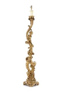 Appraisal: Carved Giltwood Baroque Style Floor Lamp Continental th century Baroque-style