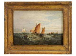 Appraisal: British School Fishermen at Sea th C Oil British School