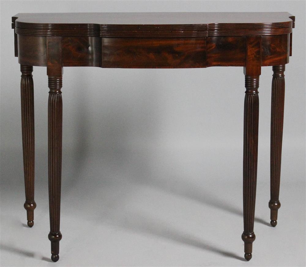 Appraisal: FEDERAL INLAID MAHOGANY CARD TABLE the serpentine top with reeded