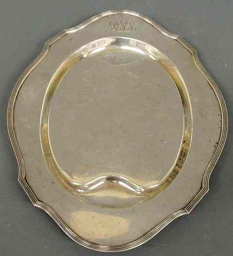 Appraisal: Sterling silver tray by Gorham monogrammed on border x troy