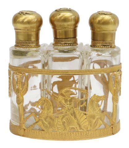 Appraisal: French Empire style dresser perfume bottle set attributed to Baccarat