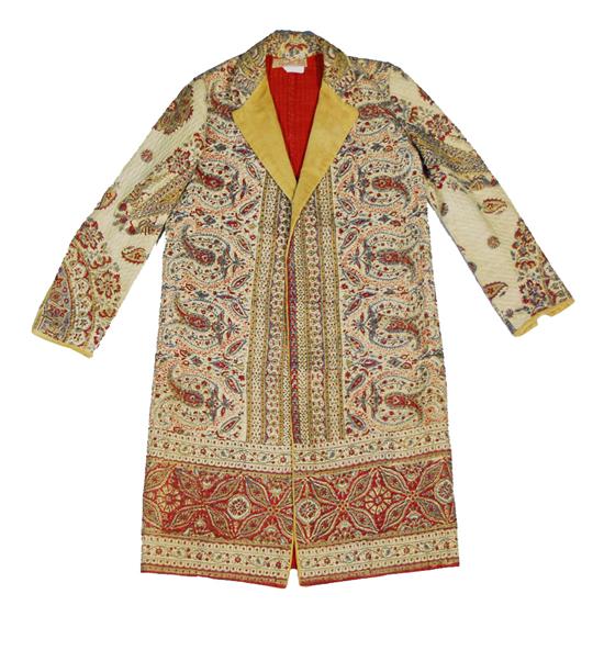 Appraisal: INDIAN BATIK ROBE Kalamkar India th century with velveteen collar