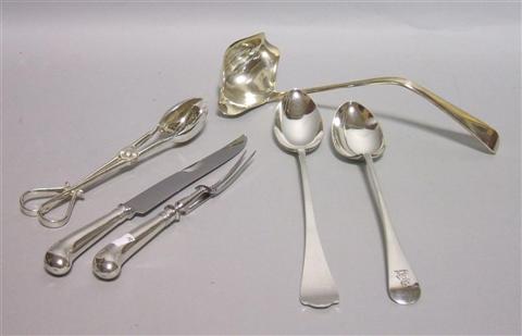 Appraisal: GROUP OF PLATED SERVERS Including a Sheffield pistol-handled carving set