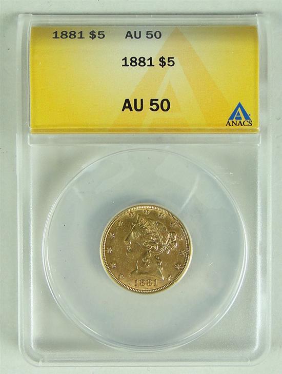 Appraisal: Liberty Gold Coin ANACS certified and graded AU