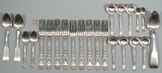 Appraisal: pcs sterling and coin flatware inc Memphis Grouping of sterling