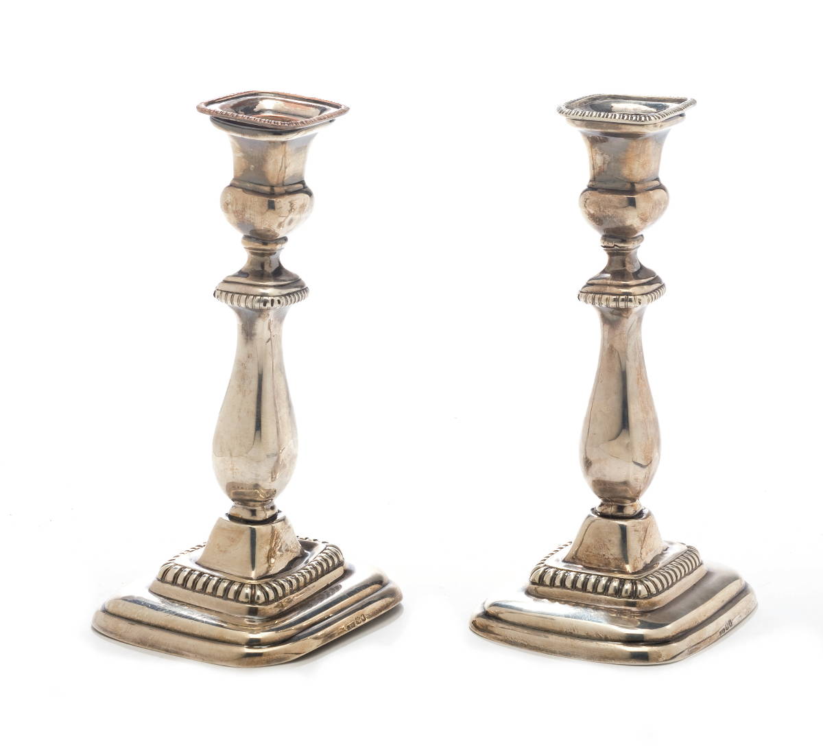 Appraisal: PAIR OF MARYLAND SILVER CANDLESTICKS ANDREW ELLICOTT WARNER BALTIMORE CIRCA