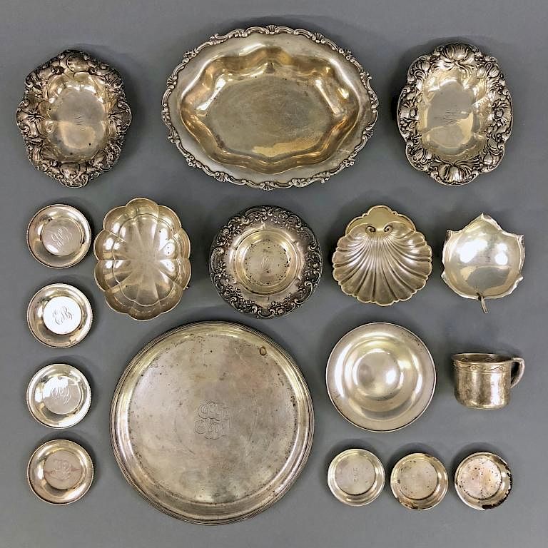 Appraisal: Sterling Silver Tableware with Bread Tray Grouping of sterling silver