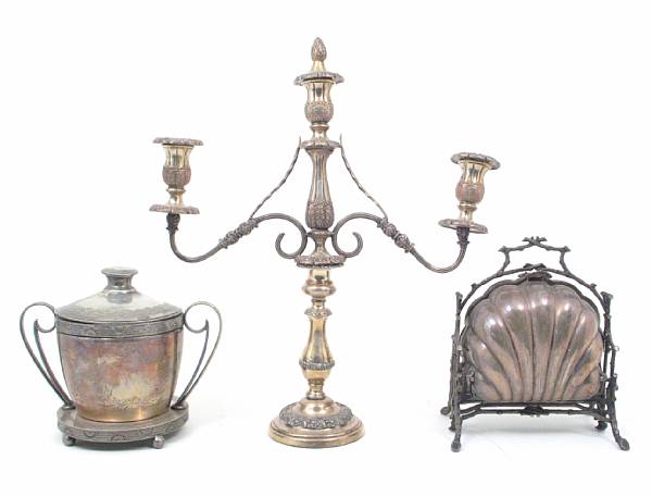 Appraisal: A group of plated table articles Including set Sheffield plate