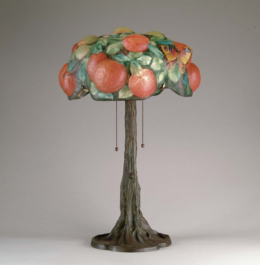 Appraisal: IMPORTANT PAIRPOINT ORANGE TREE LAMP The shade begins with fully