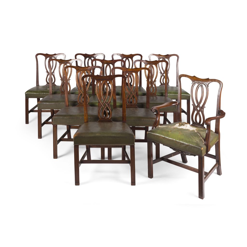 Appraisal: SET OF ELEVEN GEORGE III STYLE MAHOGANY DINING CHAIRS BY