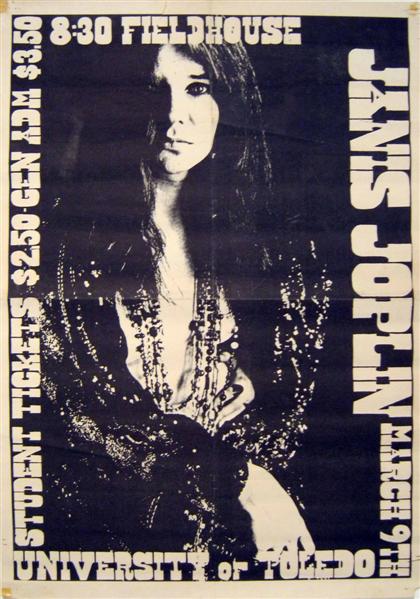 Appraisal: piece Offset Litho Poster Janis Joplin University of Toledo Field