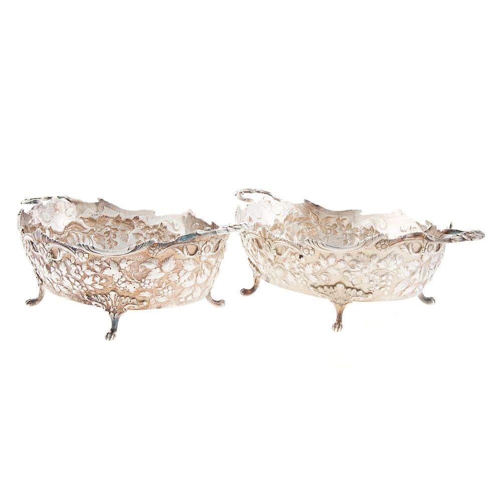 Appraisal: Pair of A E Warner Sterling Silver Footed Dishes Mid-