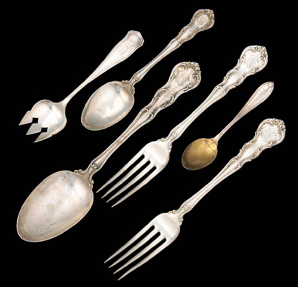 Appraisal: Property of various owners Comprising Irving monogrammed ANF table forks