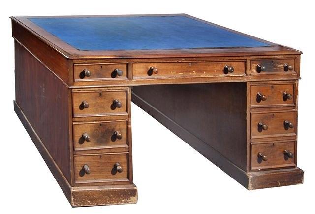 Appraisal: A Victorian mahogany partners desk wide x deep