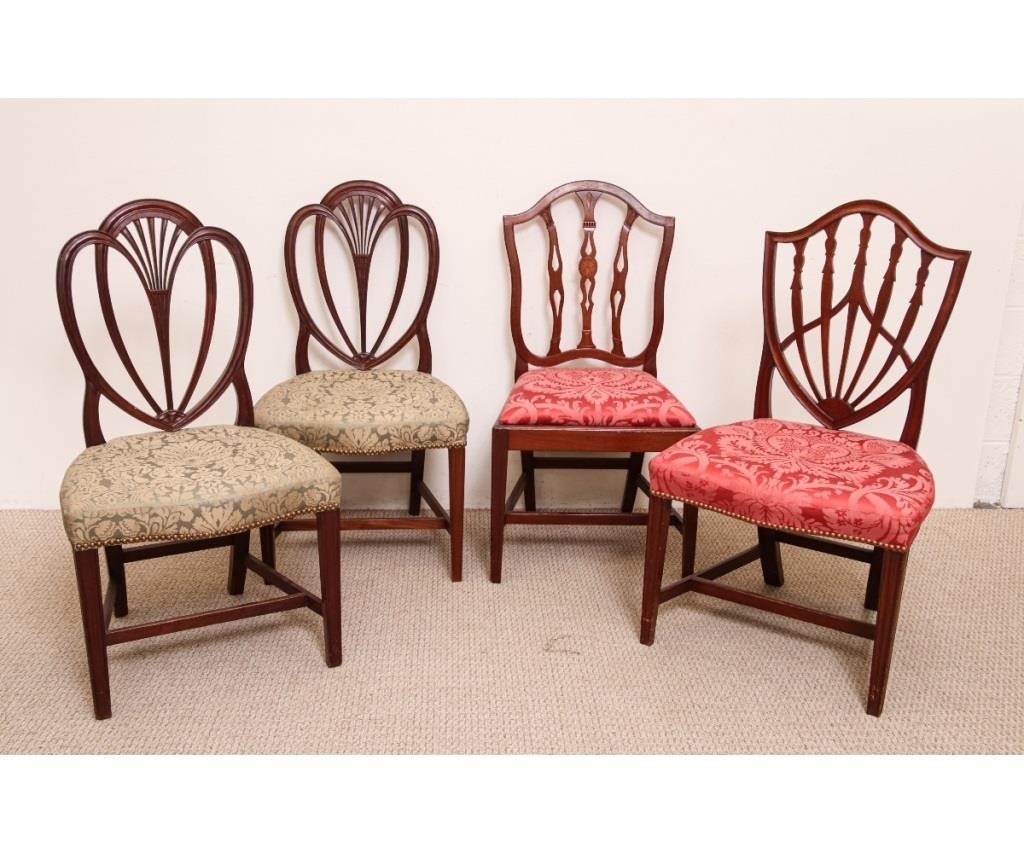 Appraisal: Four English Hepplewhite mahogany side chairs th c two with