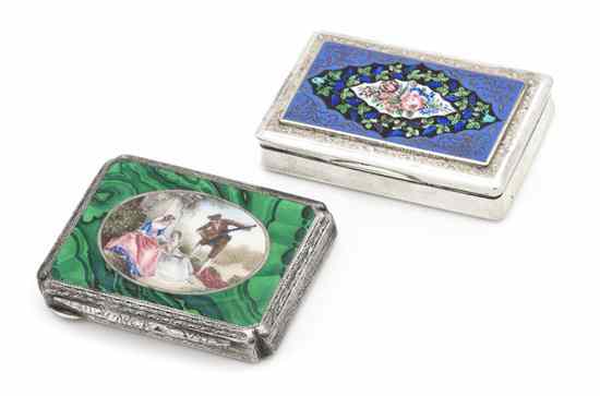 Appraisal: Two Continental Enameled Silver Boxes the first Austro-Hungarian th century