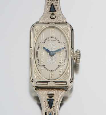 Appraisal: An Art Deco k Watch with GF Bracelet k rectangular