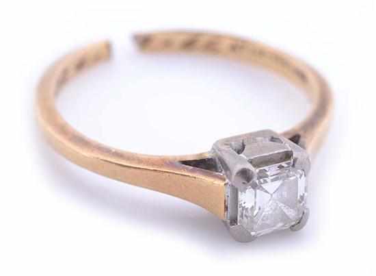 Appraisal: A MODIFIED PRINCESS CUT DIAMOND RING TOTALLING APPROXIMATELY CTS STAMPED