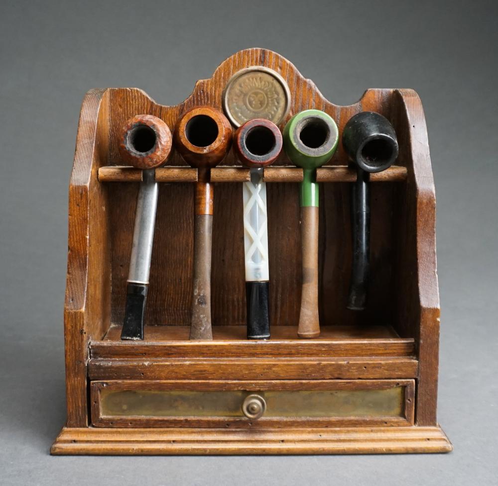 Appraisal: NINE ASSORTED BRIAR PIPES WITH ASSOCIATED DISPLAY RACK AND ACCESSORIESNine