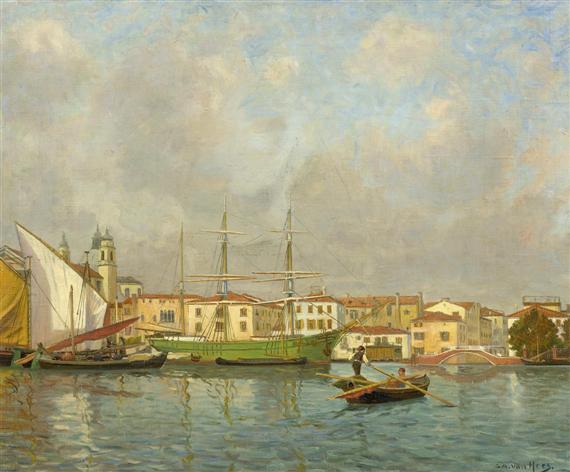 Appraisal: HEES GUSTAV ADOLF VAN Munich View of Venice Oil on