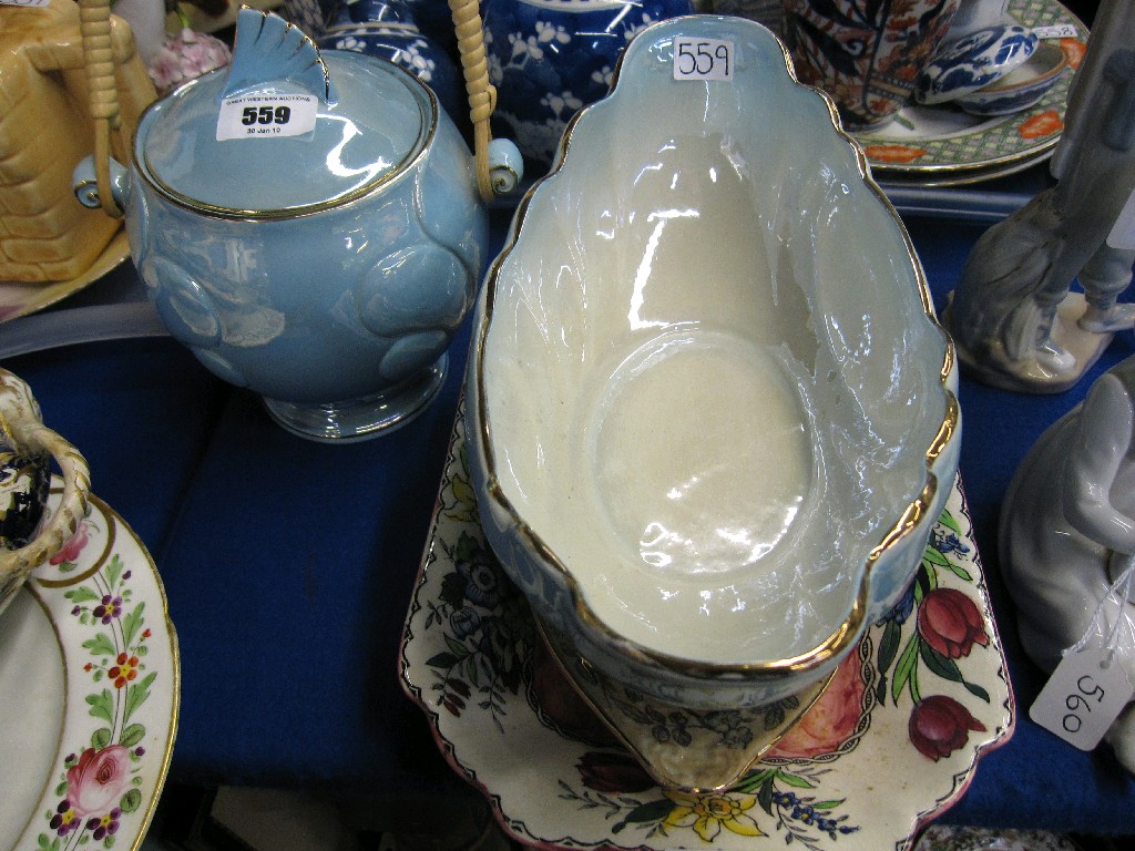 Appraisal: Lot comprising two Maling dishes and a Maling lustre vase