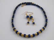 Appraisal: A gilt metal tests silver and lapis lazuli necklace with