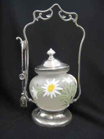 Appraisal: Victorian Pickle Castor coralene on satin art glass insert silverplate