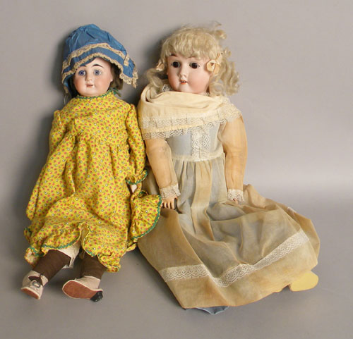 Appraisal: Two German porcelain head dolls one by Max Handwerk h