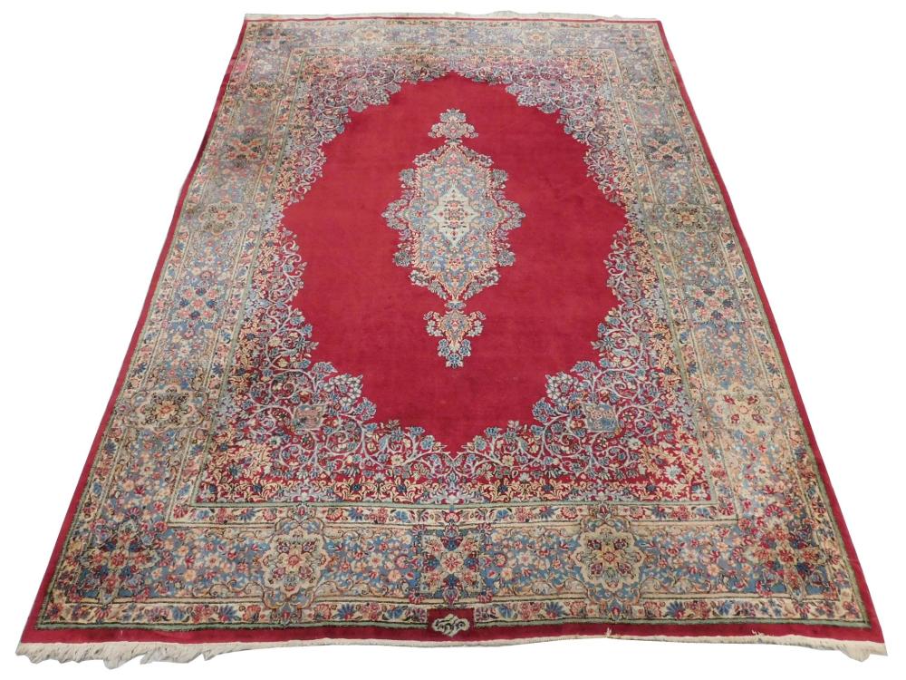 Appraisal: RUG Persian carpet ' x ' hand-woven red field with